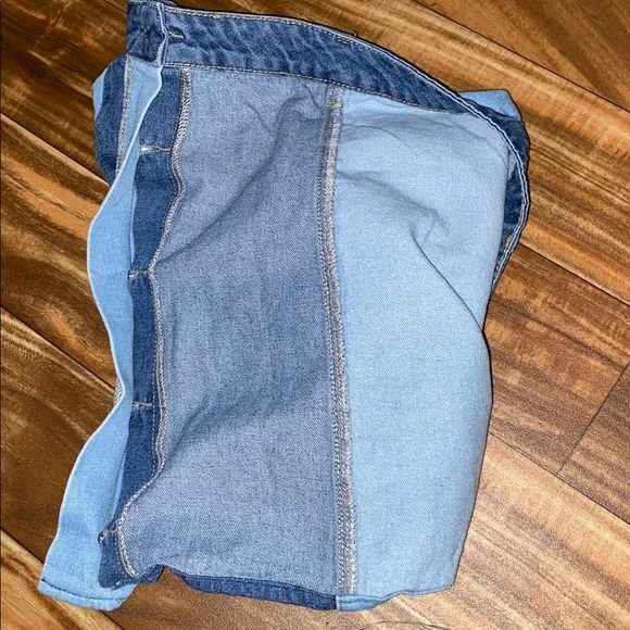 Denim Paneled Mini Skirt - Picture 3 of 5